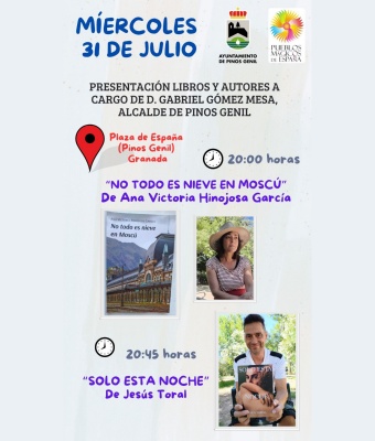 Presentación de los libros  "No todo es nieve en Moscú" de Ana Victoria Hinojosa García y "Solo esta noche" de Jesús Toral.