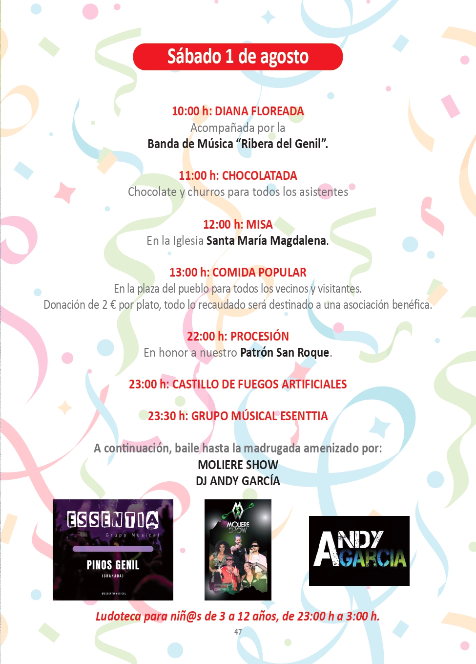 FIESTAS PINOS 2026  SABADO 1 AGOSTO