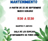 🌿💪 ¡NUEVO HORARIO PARA LA GIMNASIA DE MANTENIMIENTO! 💪🌿