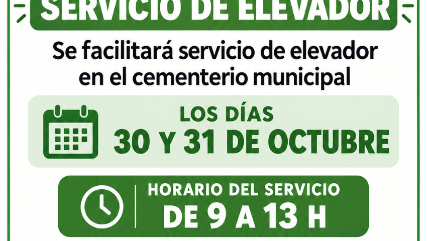 Servicio de elevador en el cementerio municipal