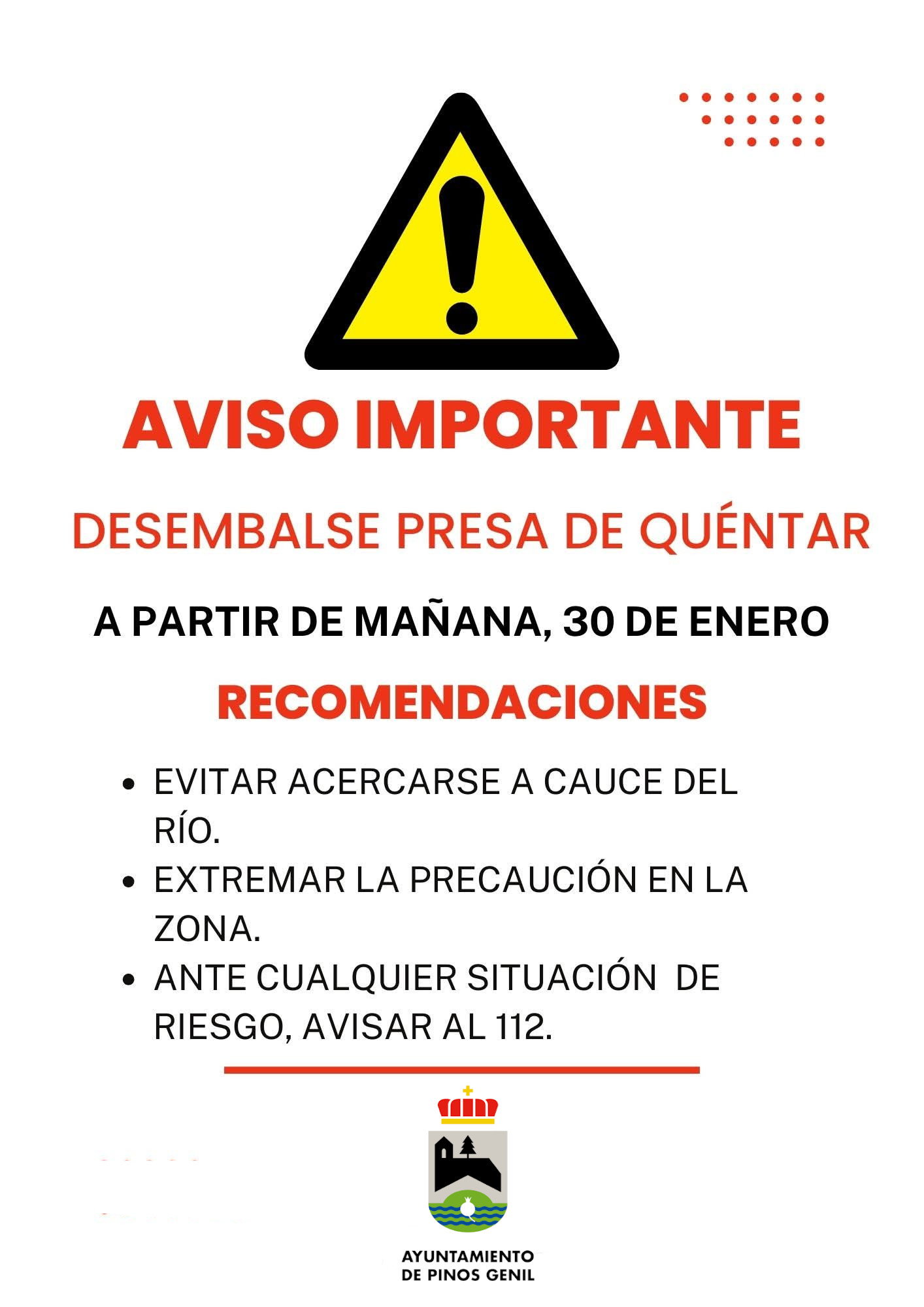 Aviso Pantano de Quentar