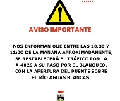 Reapertura al tráfico de la A-4026 a su paso por el Blanqueo.