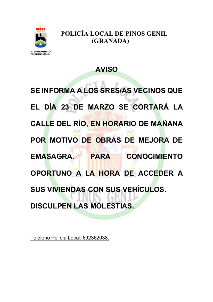 23 DE MARZO - CORTE AL TRÁFICO CALLE DEL RÍO