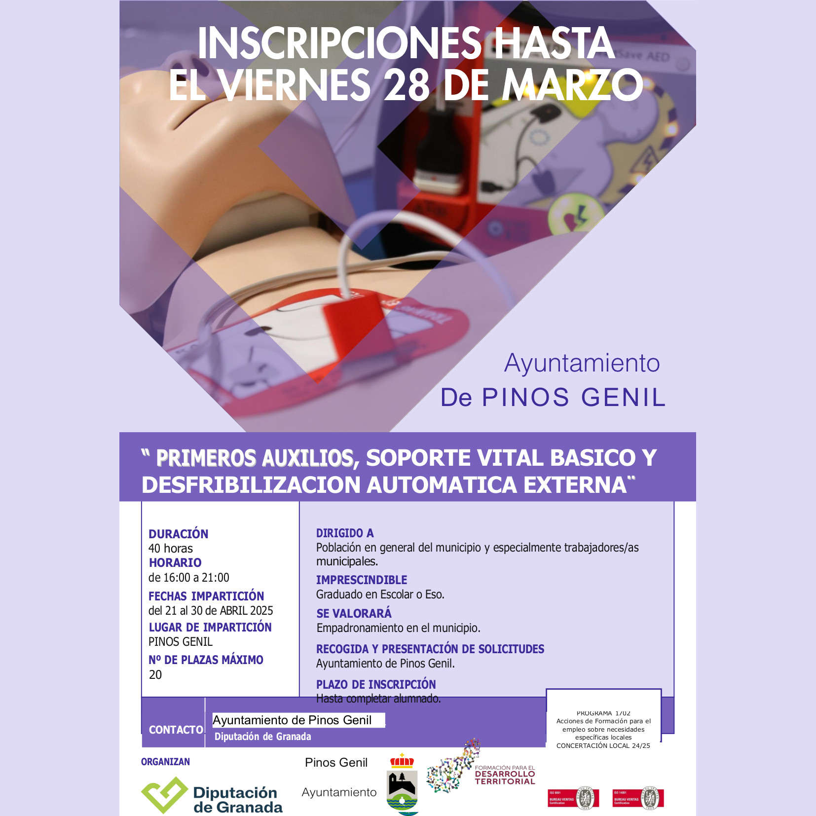 CURSO: "Primeros auxilios, soporte vital básico y desfibrilización automática externa"