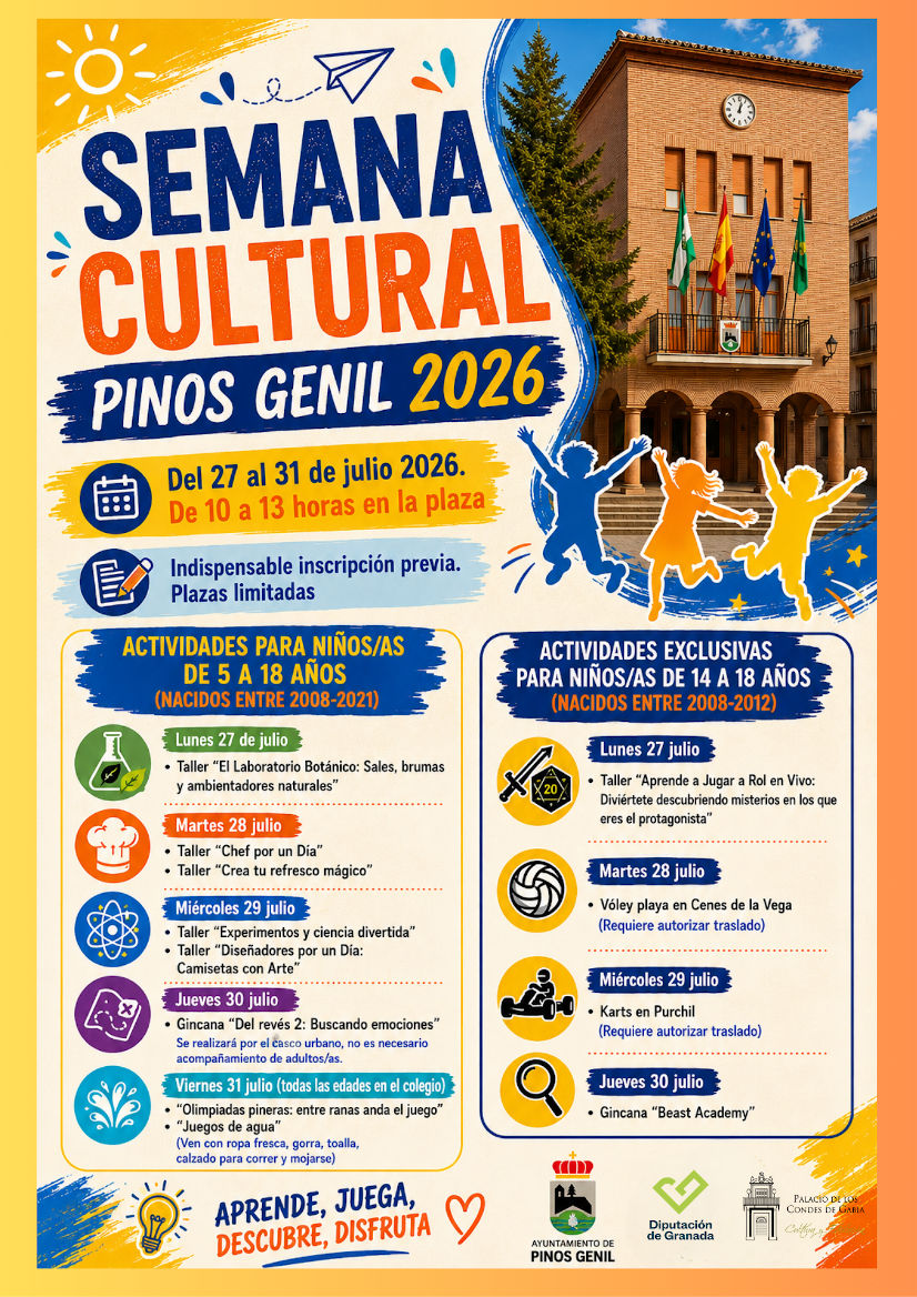 La Semana Cultural 2026 ofrecerá una completa programación de actividades para la infancia y la juventud de Pinos Genil