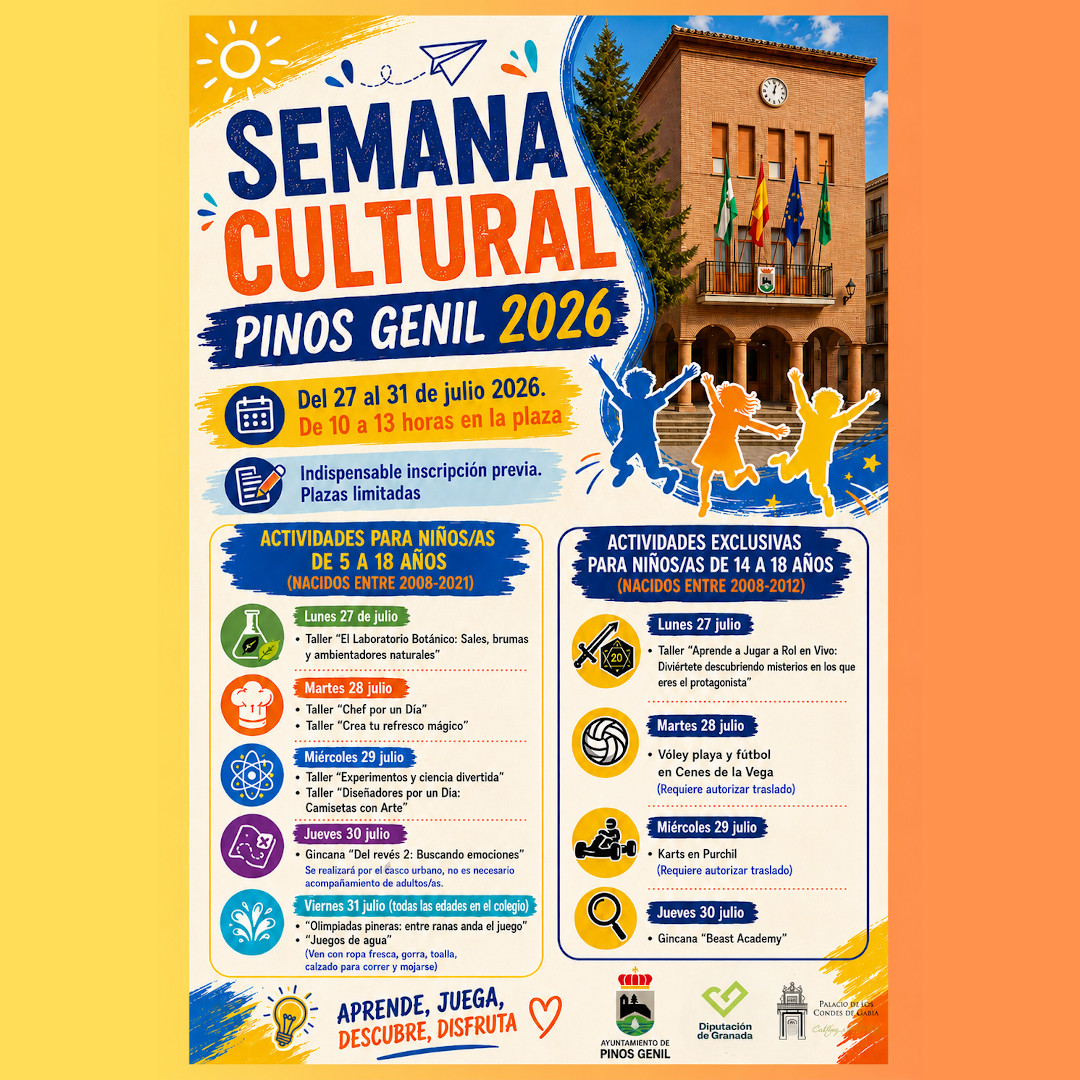 La Semana Cultural 2026 ofrecerá una completa programación de actividades para la infancia y la juventud de Pinos Genil